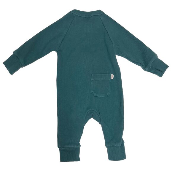 Goumi Baby Rib Knit Long Sleeve Zip Sleeper Size 0-3 Months Green Organic Cotton - Picture 2 of 5